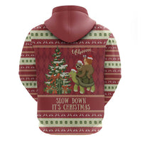 Sloth And Snail Riding A Turtle Wheeee Hoodie Slow Down It's Christmas - Wonder Print Shop