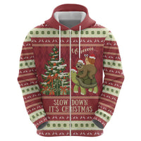 Sloth And Snail Riding A Turtle Wheeee Hoodie Slow Down It's Christmas - Wonder Print Shop