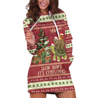 Sloth And Snail Riding A Turtle Wheeee Hoodie Dress Slow Down It's Christmas - Wonder Print Shop