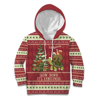 Sloth And Snail Riding A Turtle Wheeee Kid Hoodie Slow Down It's Christmas - Wonder Print Shop