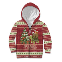 Sloth And Snail Riding A Turtle Wheeee Kid Hoodie Slow Down It's Christmas - Wonder Print Shop