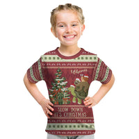 Sloth And Snail Riding A Turtle Wheeee Kid T Shirt Slow Down It's Christmas - Wonder Print Shop