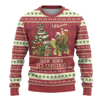 Sloth And Snail Riding A Turtle Wheeee Ugly Christmas Sweater Slow Down It's Christmas - Wonder Print Shop