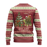 Sloth And Snail Riding A Turtle Wheeee Ugly Christmas Sweater Slow Down It's Christmas - Wonder Print Shop
