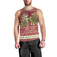 Sloth And Snail Riding A Turtle Wheeee Men Tank Top Slow Down It's Christmas - Wonder Print Shop