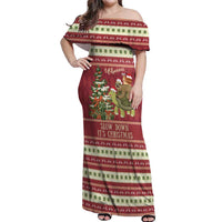 Sloth And Snail Riding A Turtle Wheeee Off Shoulder Maxi Dress Slow Down It's Christmas - Wonder Print Shop