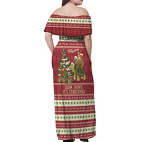 Sloth And Snail Riding A Turtle Wheeee Off Shoulder Maxi Dress Slow Down It's Christmas - Wonder Print Shop