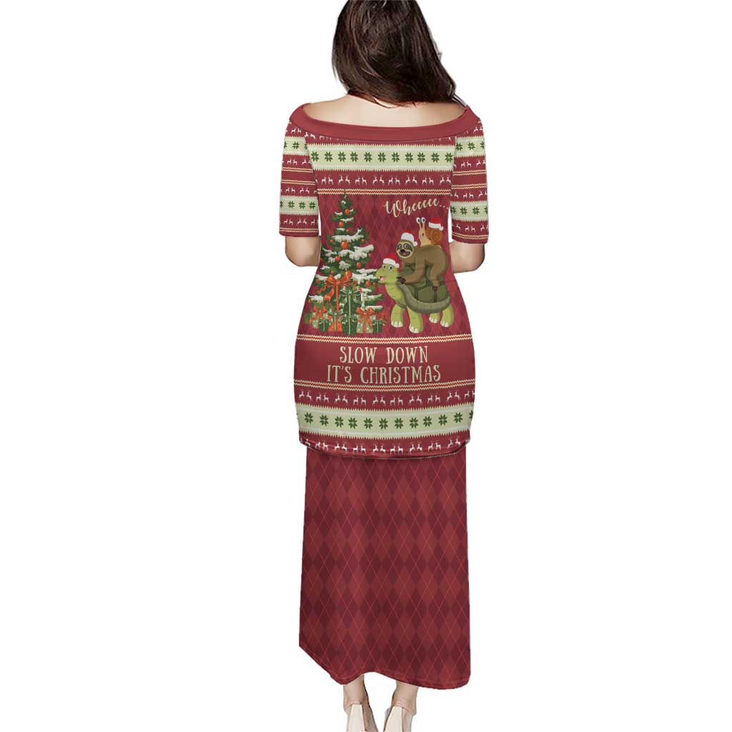 Sloth And Snail Riding A Turtle Wheeee Puletasi Slow Down It's Christmas - Wonder Print Shop