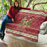 Sloth And Snail Riding A Turtle Wheeee Quilt Slow Down It's Christmas - Wonder Print Shop