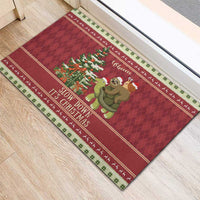 Sloth And Snail Riding A Turtle Wheeee Rubber Doormat Slow Down It's Christmas - Wonder Print Shop