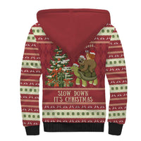 Sloth And Snail Riding A Turtle Wheeee Sherpa Hoodie Slow Down It's Christmas - Wonder Print Shop