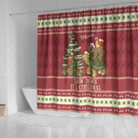 Sloth And Snail Riding A Turtle Wheeee Shower Curtain Slow Down It's Christmas
