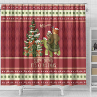 Sloth And Snail Riding A Turtle Wheeee Shower Curtain Slow Down It's Christmas