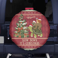 Sloth And Snail Riding A Turtle Wheeee Spare Tire Cover Slow Down It's Christmas - Wonder Print Shop