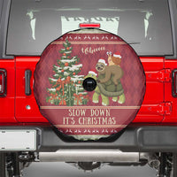 Sloth And Snail Riding A Turtle Wheeee Spare Tire Cover Slow Down It's Christmas - Wonder Print Shop