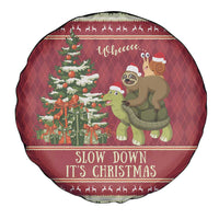 Sloth And Snail Riding A Turtle Wheeee Spare Tire Cover Slow Down It's Christmas - Wonder Print Shop