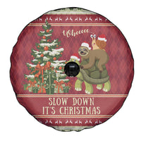 Sloth And Snail Riding A Turtle Wheeee Spare Tire Cover Slow Down It's Christmas - Wonder Print Shop