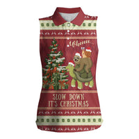Sloth And Snail Riding A Turtle Wheeee Women Sleeveless Polo Shirt Slow Down It's Christmas - Wonder Print Shop