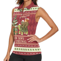 Sloth And Snail Riding A Turtle Wheeee Women Sleeveless Polo Shirt Slow Down It's Christmas - Wonder Print Shop