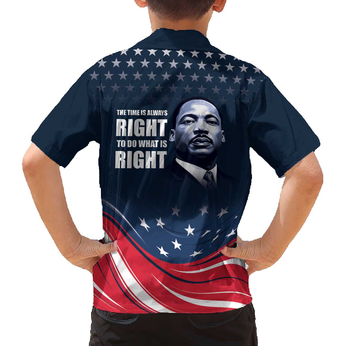 Honor of MLK Day Family Matching Off The Shoulder Long Sleeve Dress and Hawaiian Shirt The Time Is Always Right To Do What Is Right - Wonder Print Shop