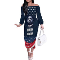 Honor of MLK Day Off The Shoulder Long Sleeve Dress The Time Is Always Right To Do What Is Right - Wonder Print Shop