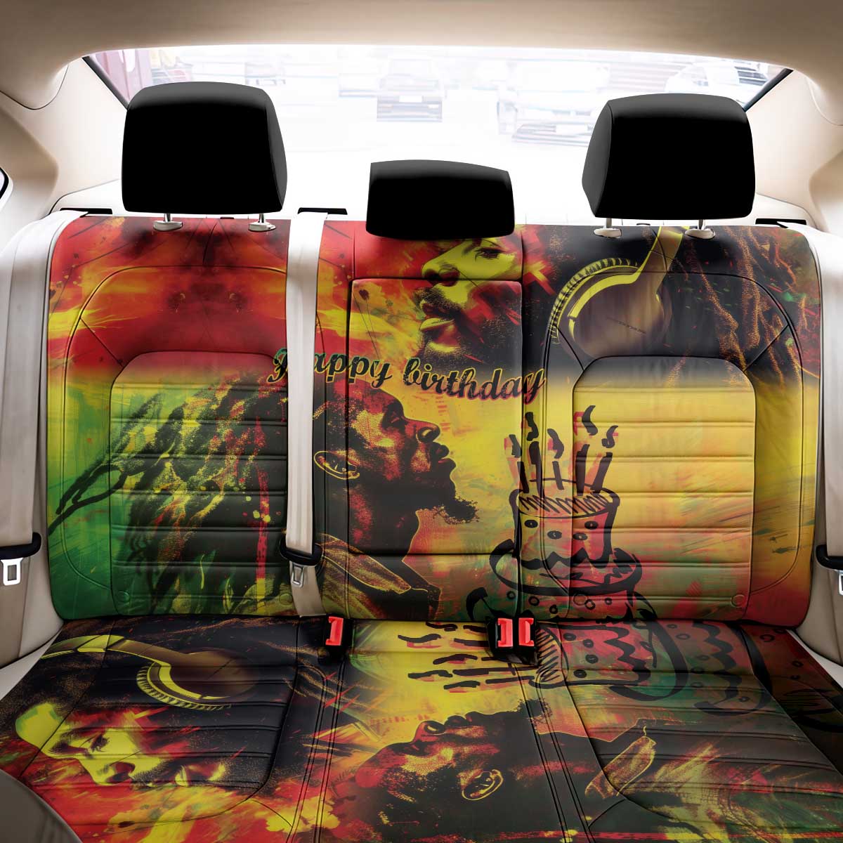 Happy Birthday King of Reggae Back Car Seat Cover LT9 - Wonder Print Shop