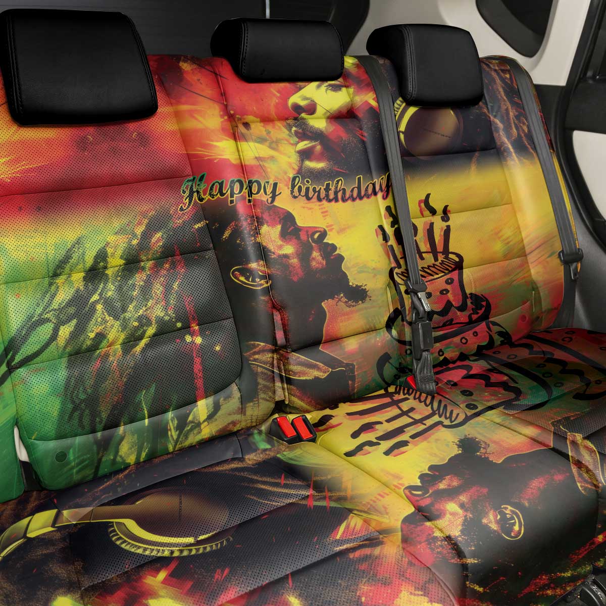 Happy Birthday King of Reggae Back Car Seat Cover LT9 - Wonder Print Shop