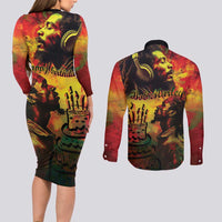 Happy Birthday King of Reggae Couples Matching Long Sleeve Bodycon Dress and Long Sleeve Button Shirt LT9 - Wonder Print Shop