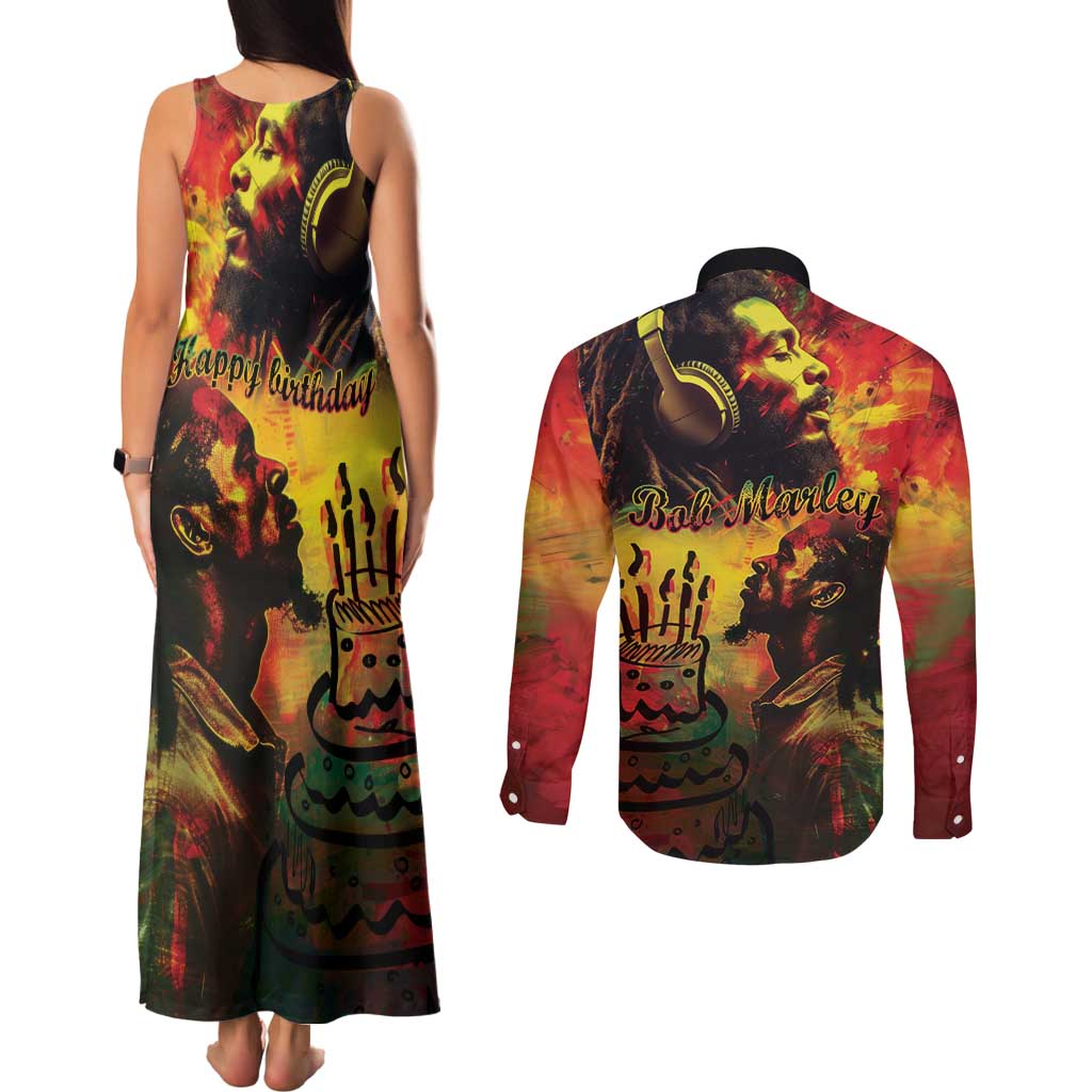 Happy Birthday King of Reggae Couples Matching Tank Maxi Dress and Long Sleeve Button Shirt LT9 - Wonder Print Shop