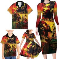 Happy Birthday King of Reggae Family Matching Long Sleeve Bodycon Dress and Hawaiian Shirt LT9 - Wonder Print Shop