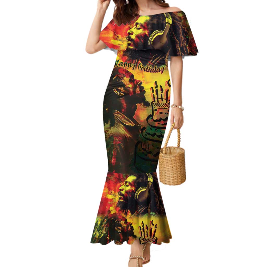 Happy Birthday King of Reggae Family Matching Mermaid Dress and Hawaiian Shirt LT9 - Wonder Print Shop