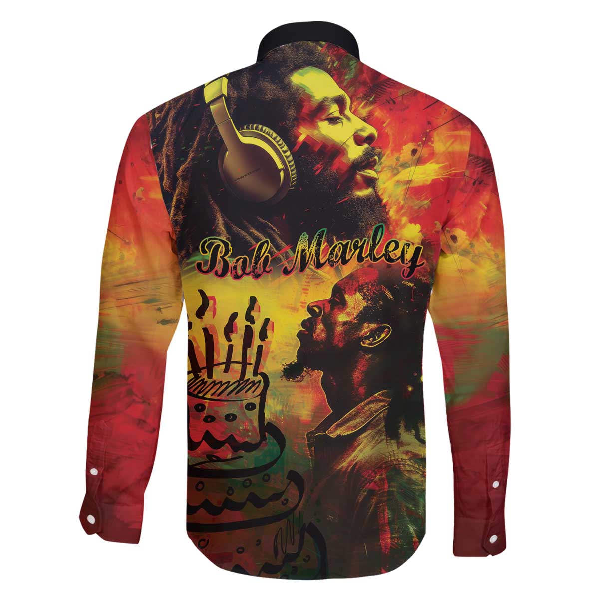 Happy Birthday King of Reggae Family Matching Off The Shoulder Long Sleeve Dress and Hawaiian Shirt - Wonder Print Shop