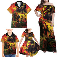 Happy Birthday King of Reggae Family Matching Off Shoulder Maxi Dress and Hawaiian Shirt LT9 - Wonder Print Shop