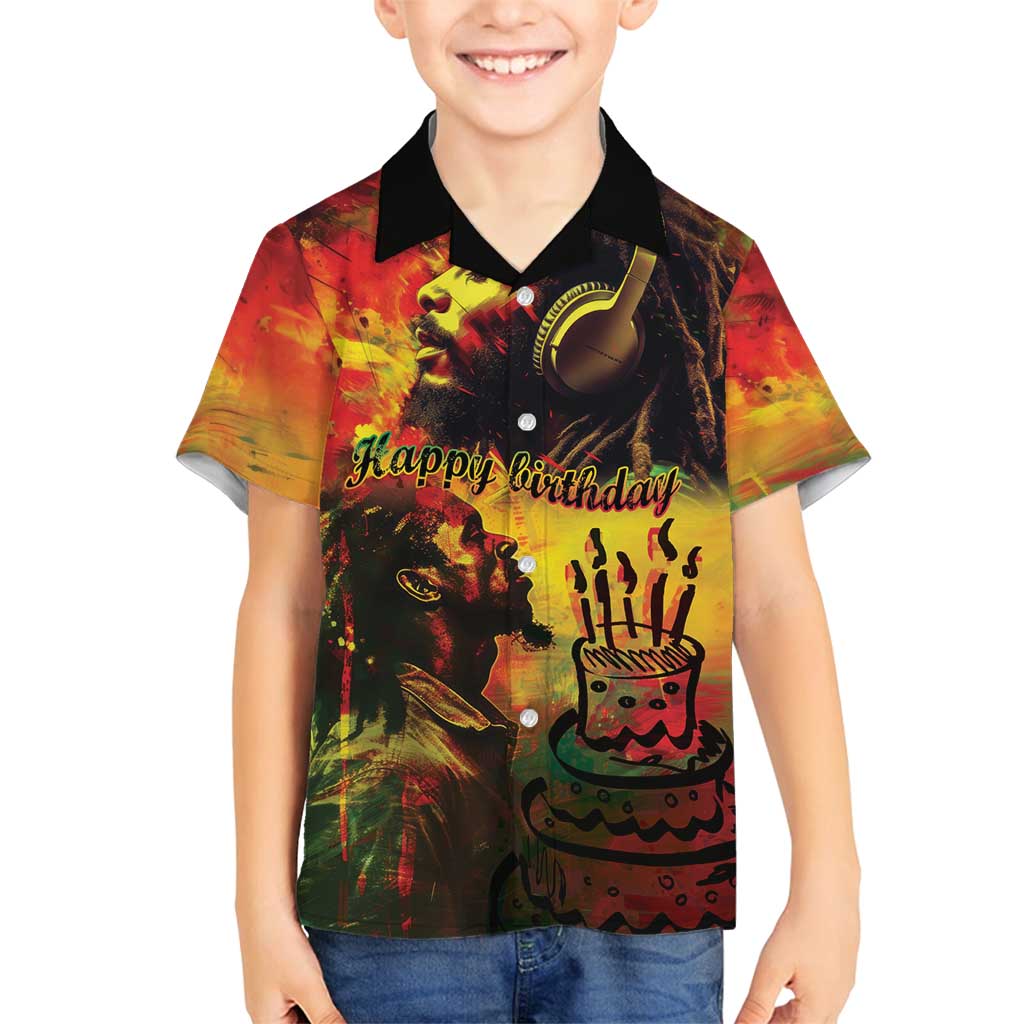 Happy Birthday King of Reggae Family Matching Off Shoulder Maxi Dress and Hawaiian Shirt LT9 - Wonder Print Shop
