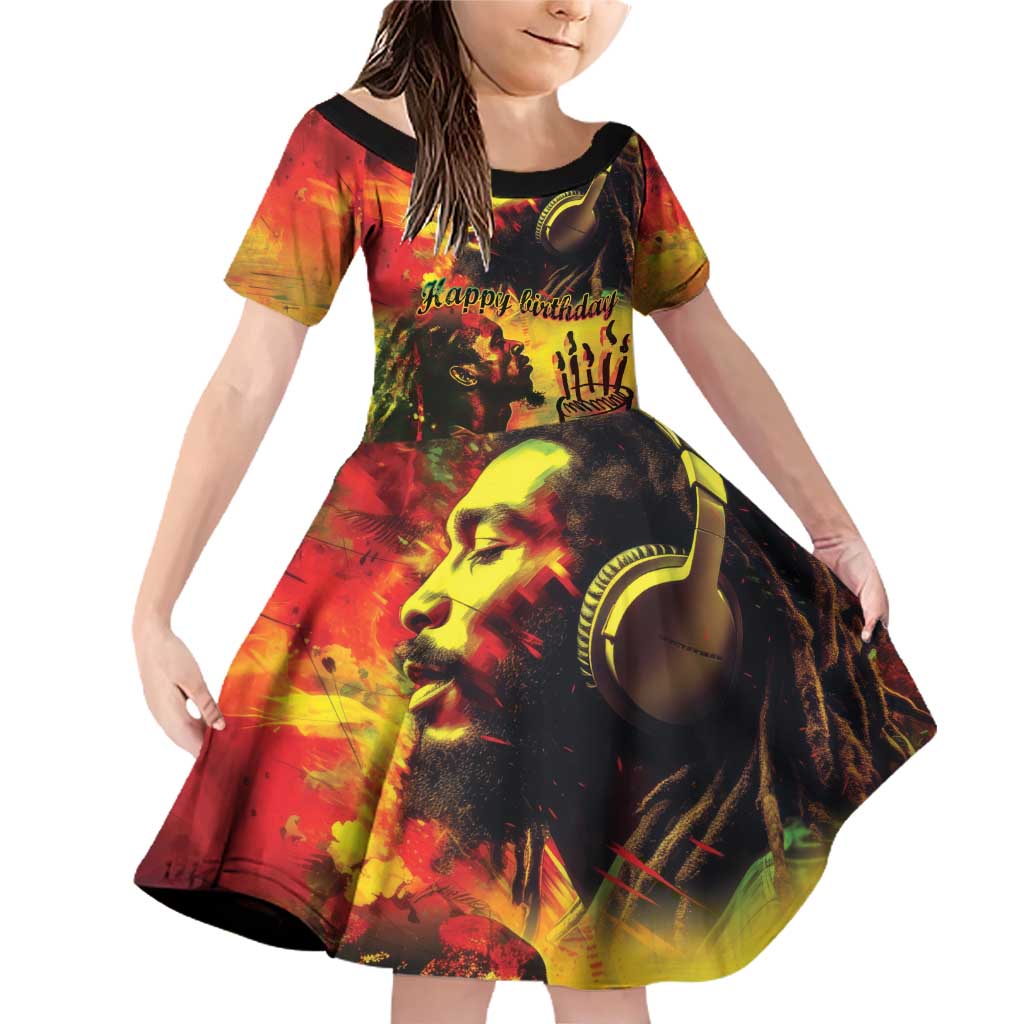 Happy Birthday King of Reggae Family Matching Off Shoulder Short Dress and Hawaiian Shirt LT9 - Wonder Print Shop