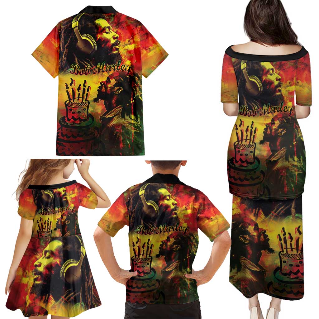 Happy Birthday King of Reggae Family Matching Puletasi and Hawaiian Shirt - Wonder Print Shop