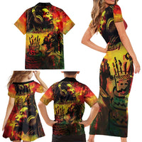 Happy Birthday King of Reggae Family Matching Short Sleeve Bodycon Dress and Hawaiian Shirt - Wonder Print Shop