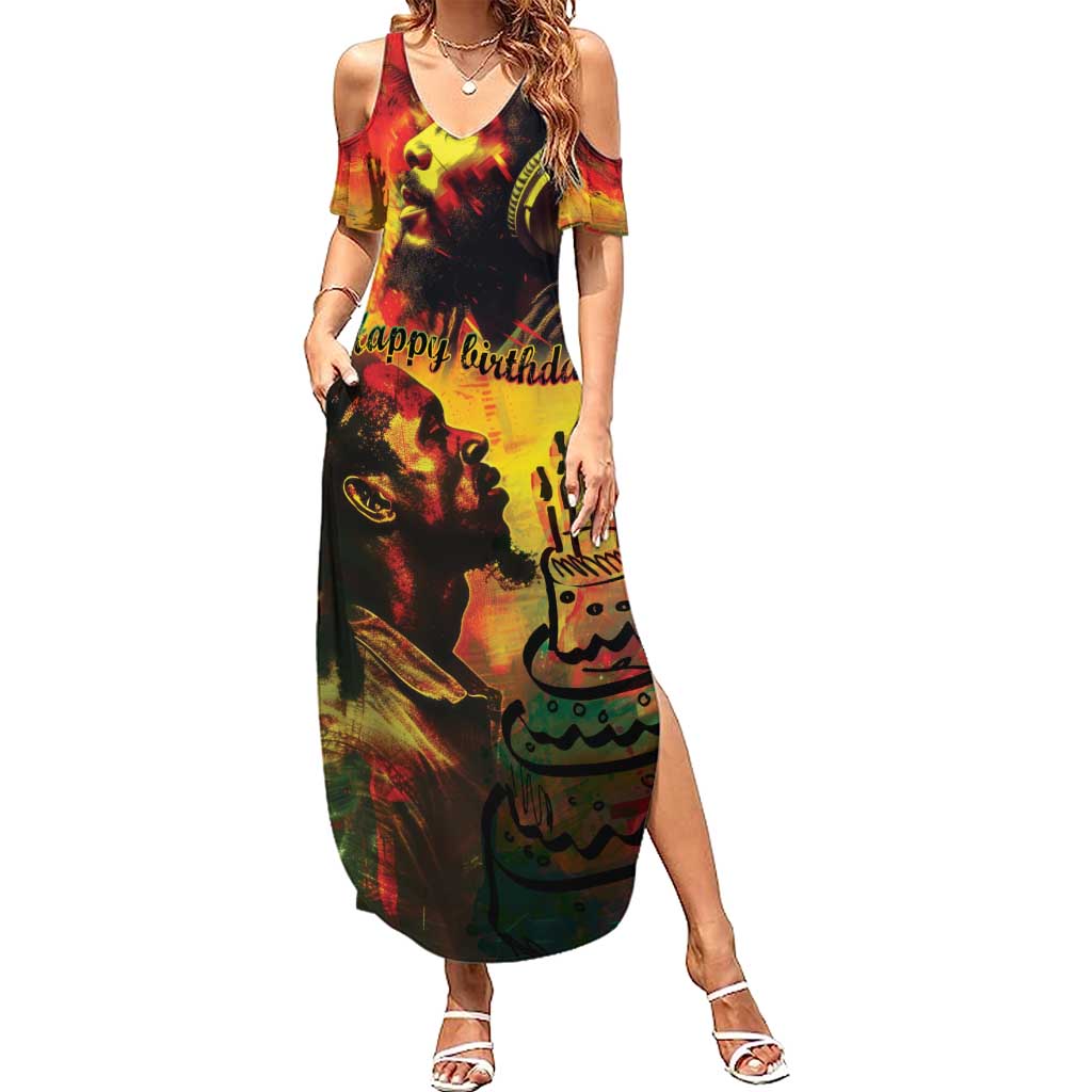Happy Birthday King of Reggae Family Matching Summer Maxi Dress and Hawaiian Shirt - Wonder Print Shop