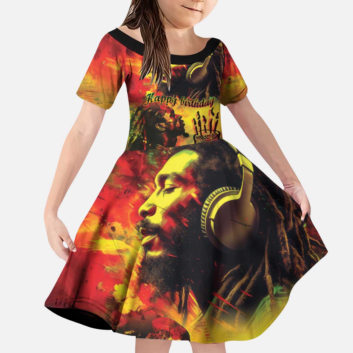 Happy Birthday King of Reggae Kid Short Sleeve Dress - Wonder Print Shop