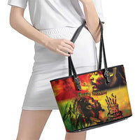 Happy Birthday King of Reggae Leather Tote Bag - Wonder Print Shop