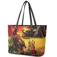 Happy Birthday King of Reggae Leather Tote Bag - Wonder Print Shop