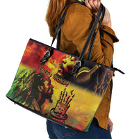 Happy Birthday King of Reggae Leather Tote Bag - Wonder Print Shop