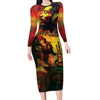 Happy Birthday King of Reggae Long Sleeve Bodycon Dress - Wonder Print Shop