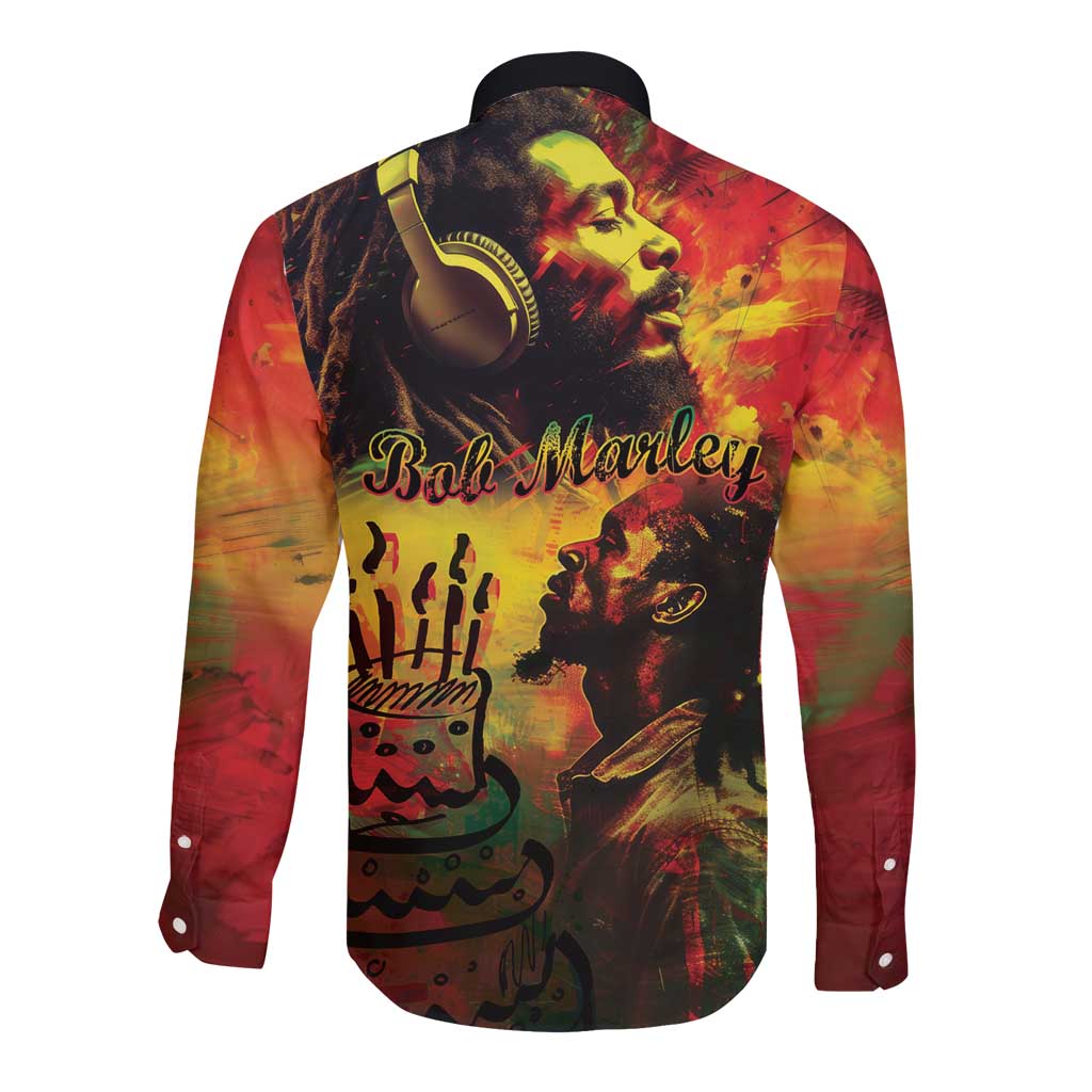 Happy Birthday King of Reggae Long Sleeve Button Shirt - Wonder Print Shop