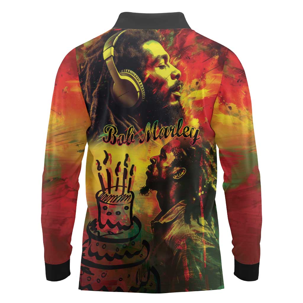 Happy Birthday King of Reggae Long Sleeve Polo Shirt - Wonder Print Shop