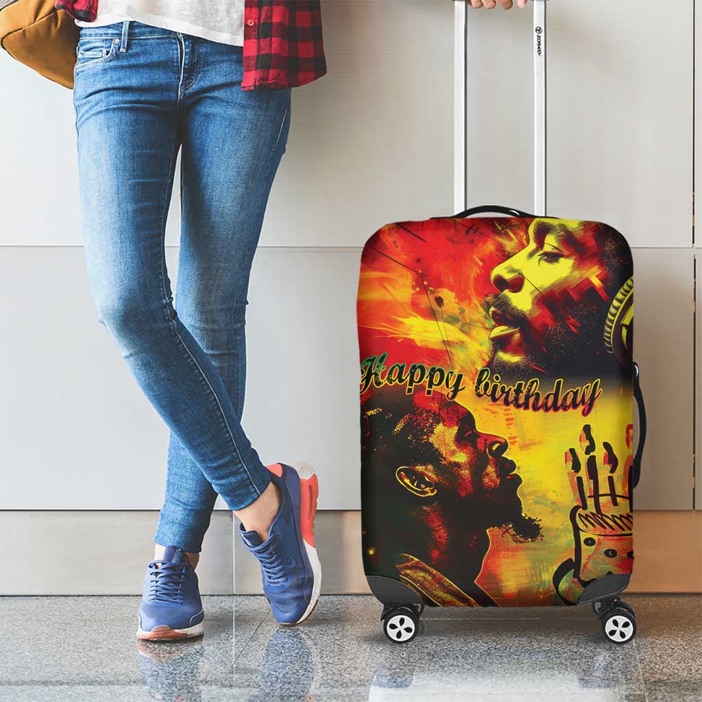 Happy Birthday King of Reggae Luggage Cover - Wonder Print Shop