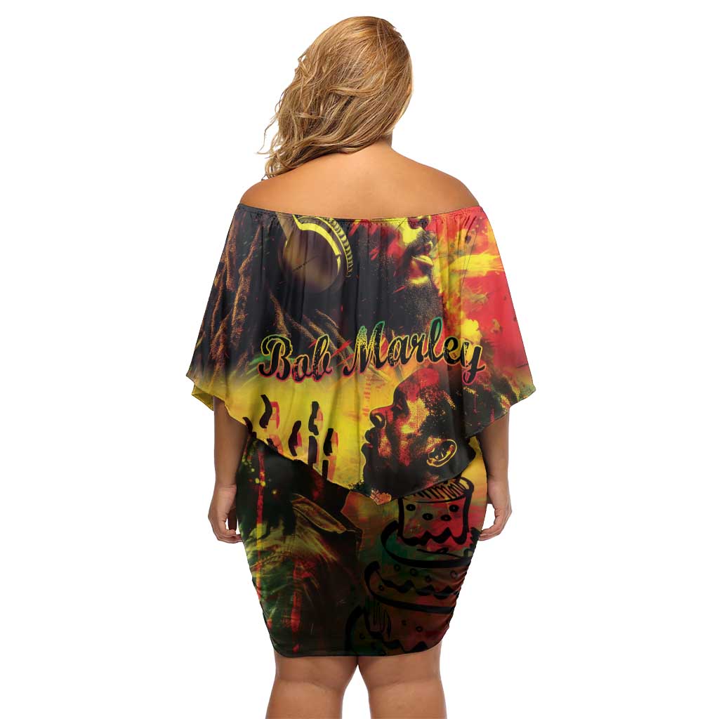 Happy Birthday King of Reggae Off Shoulder Short Dress - Wonder Print Shop
