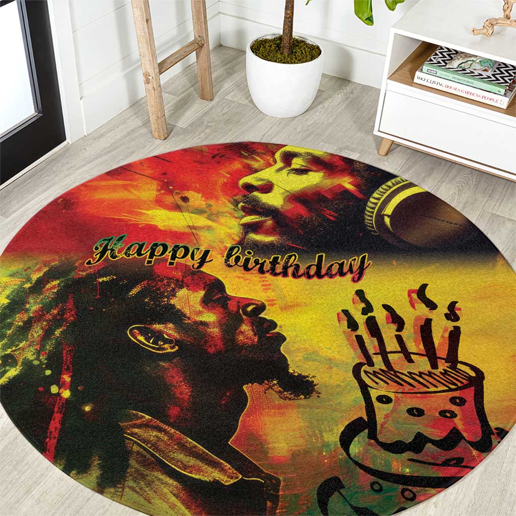 Happy Birthday King of Reggae Round Carpet