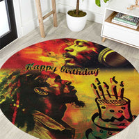 Happy Birthday King of Reggae Round Carpet