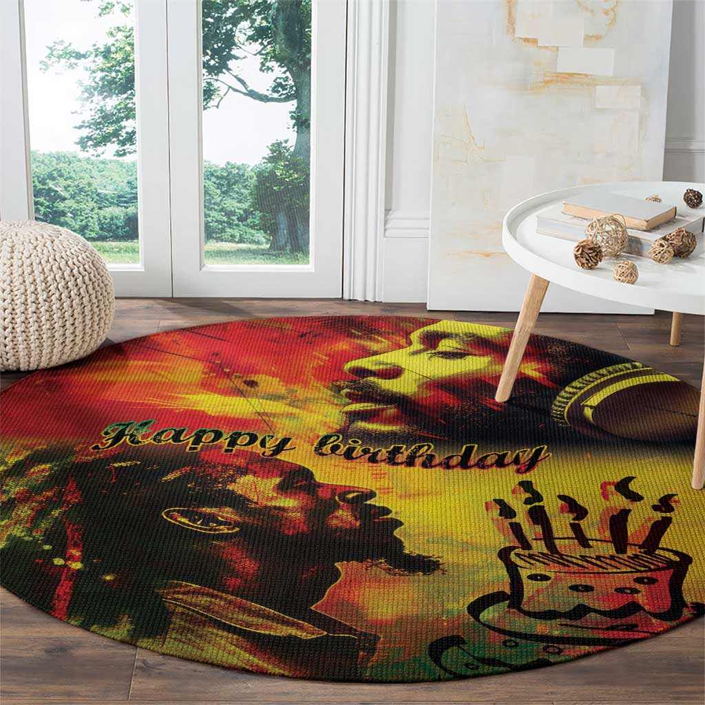 Happy Birthday King of Reggae Round Carpet
